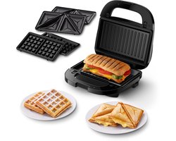 Philips HD2350/80 Tosti-ijzer - 5000-serie - 3-in-1 met verwisselbare platen voor tosti's, panini's en wafels - 750W - Compact verticaal op te bergen ( HD2350/80)