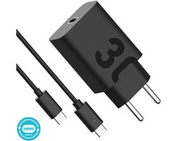 Motorola TurboPower 30W Thuislader Snellader met USB-C Kabel - Zwart