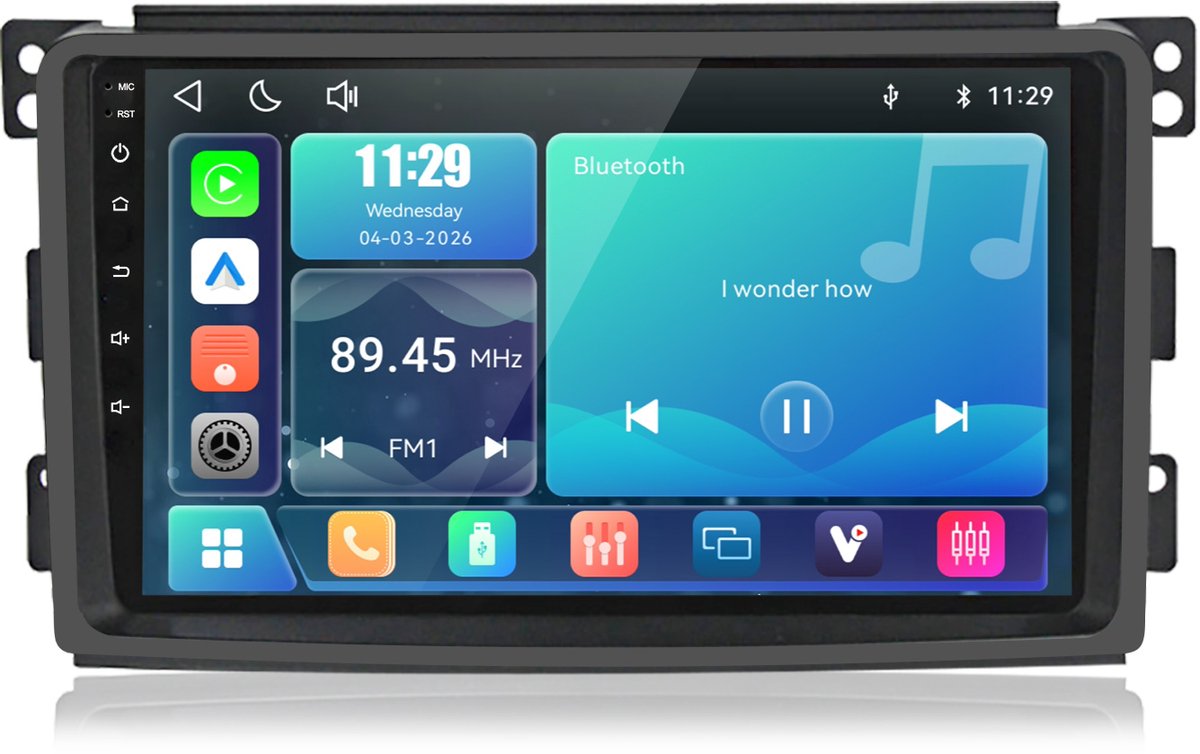 Cestovet Autoradio - Geschikt Voor Mercedes Benz Smart Fortwo 2005 t/m 2010 - LINUX - Draadloos Apple Carplay & Android Auto - Bluetooth & Wifi