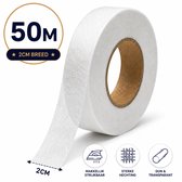 Strijkband - Instrijkbare Zoomband - Omzomen Zonder Naaien - 50m - Wit