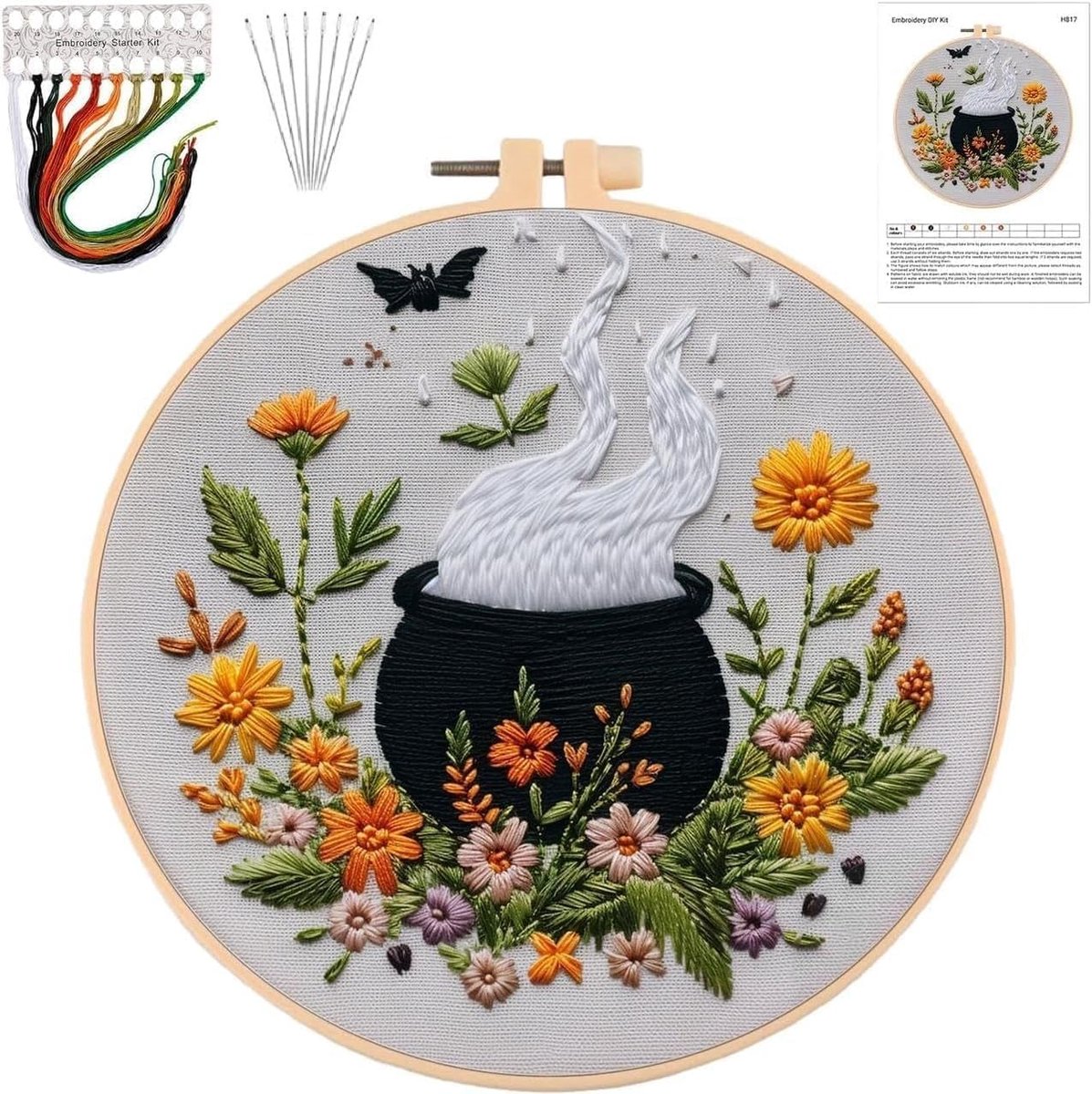 Halloween Handwerkpakket - Borduurpakket - Borduurboekset - Borduurpakket - DIY Halloween Handwerkpakket - Geborduurde sierkussenhoes - Halloween-woondecoratie - Voor Volwassenen - Hobby en Creatief - DIY - Borduren