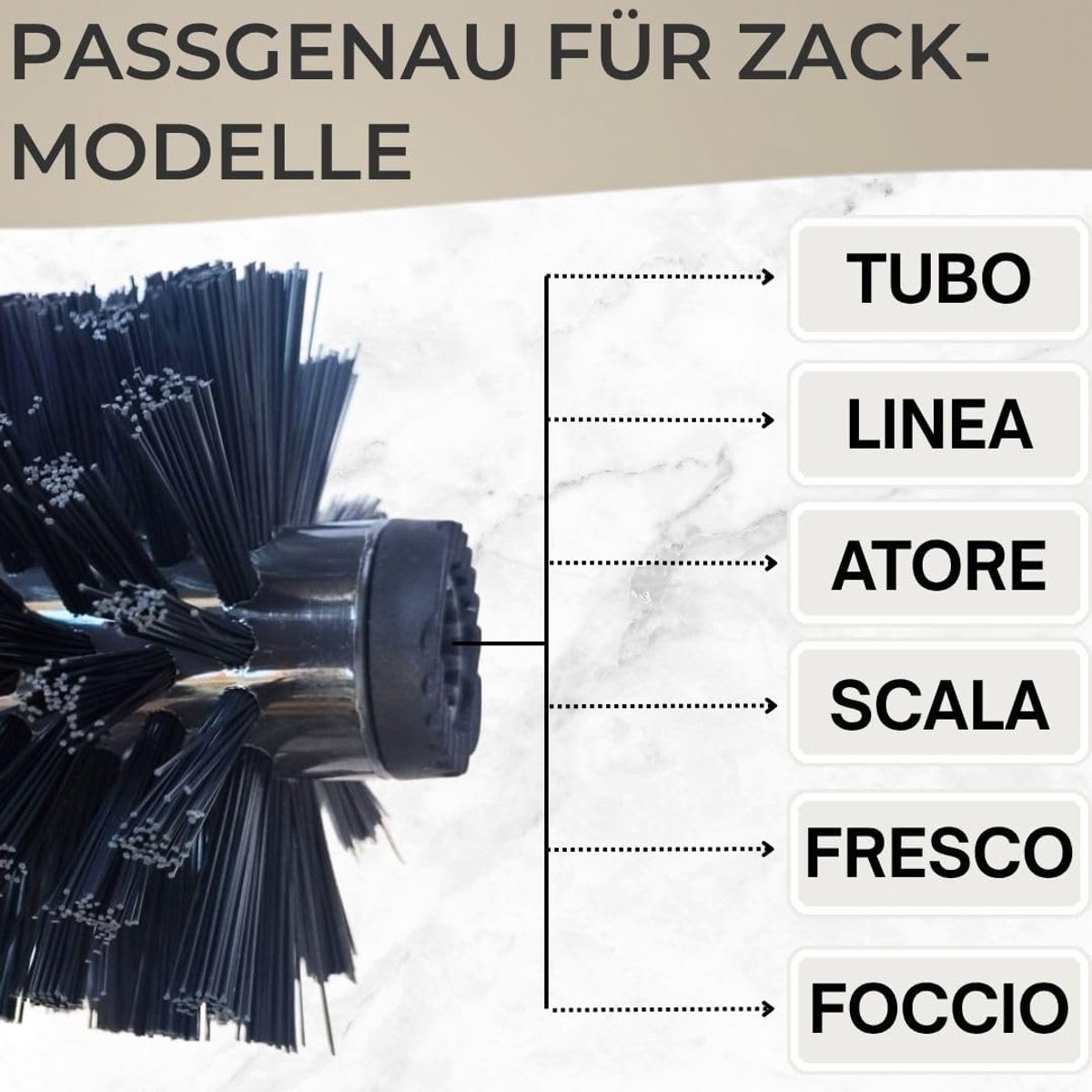 2-delige set vervangings-toiletborstelkoppen Ø 8 - 1 cm - Scala - Linea - Atore - Tubo - Carvo - Fresco - Xero - Foccio - WC-borstel - vervangingsborstel - borstelkop - vervangingsborstelkop - toiletborstel