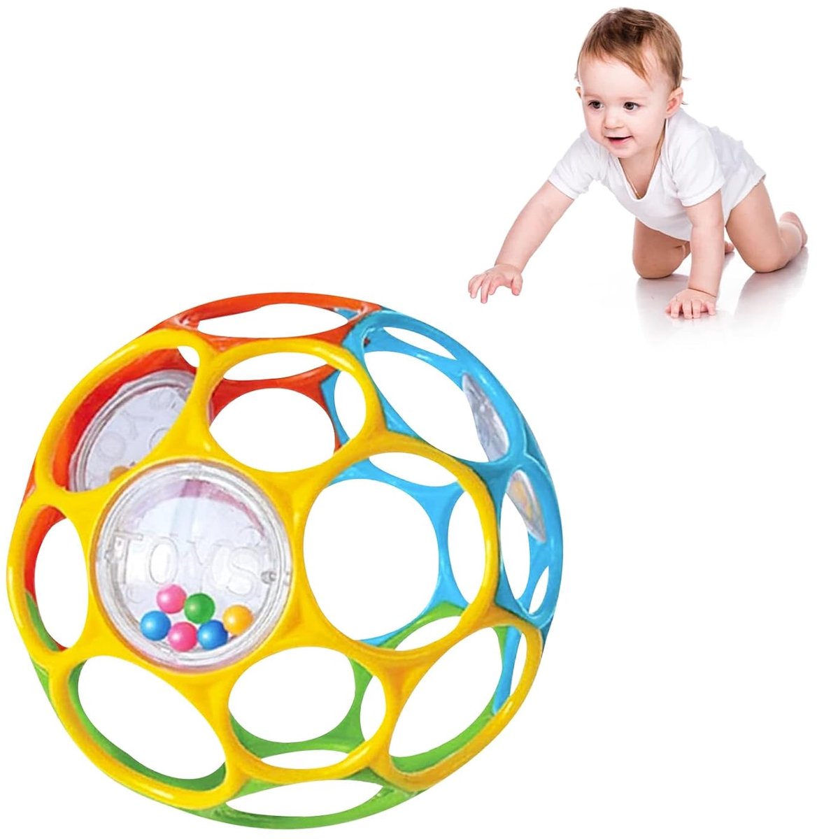 Casalora Baby Speelgoed – Rammelaar Speelgoed – Baby Grijpbal – Sensorisch Speelgoed – Voor Baby’s Van 0–24 Maanden – Baby Speelbal voor Fijne Motoriek