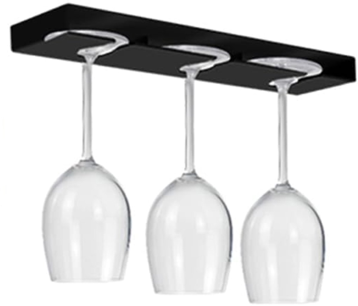 ZRNS® Wijnglazenhouder - Wijnglazenrek - Ophangrek Wijnglazen - Wijnglashouder - Zonder Boren - 2 Stuks - Zwart