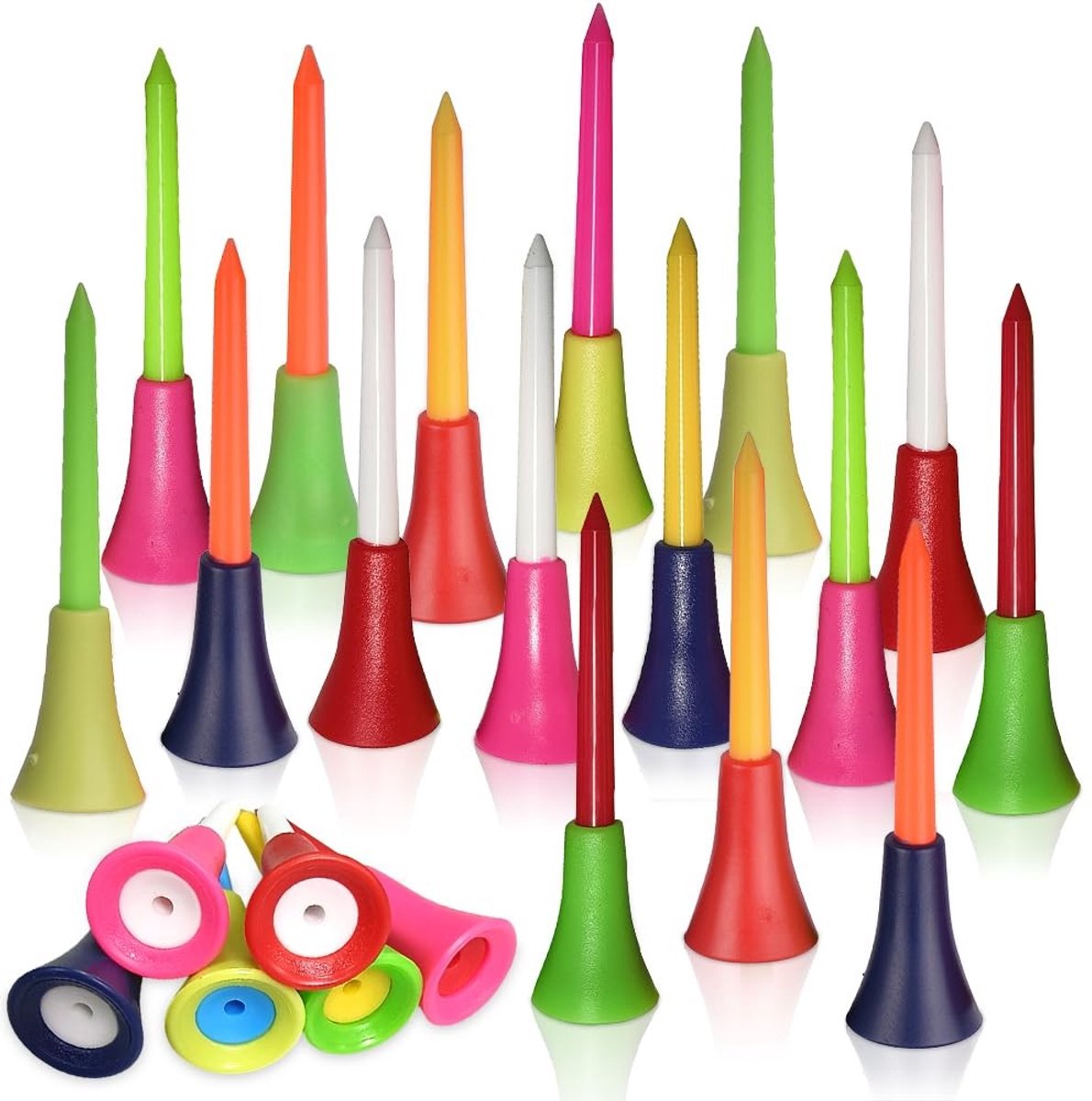SolidKeus - Set van 50 Rubber Golf Tees in Diverse Kleuren