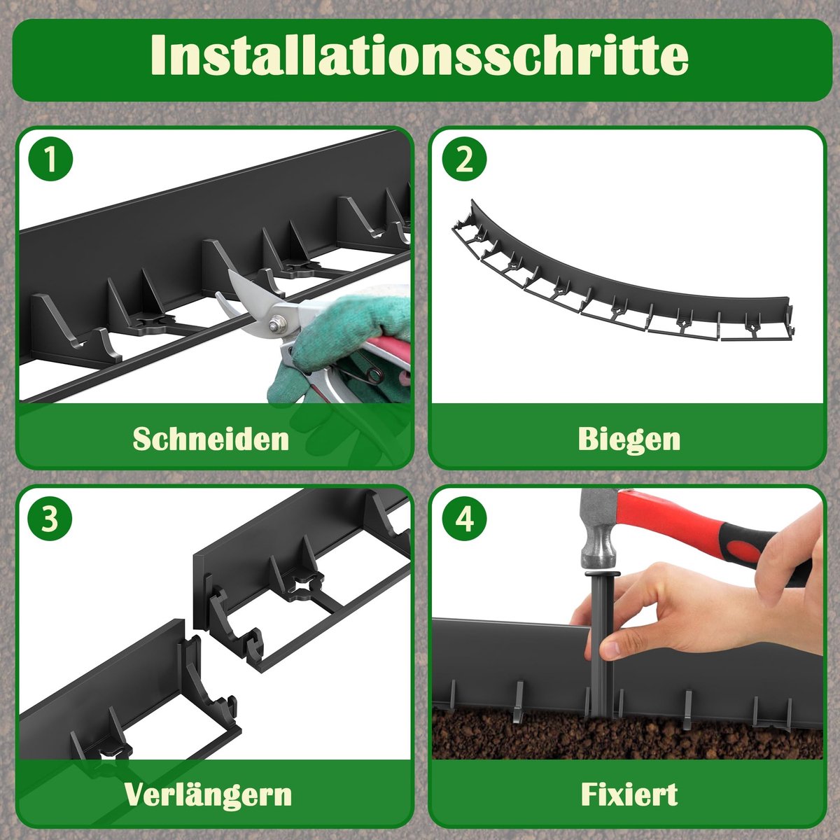 SolidKeus - Flexibele Plastic Grens voor Tuinperken, 12 m