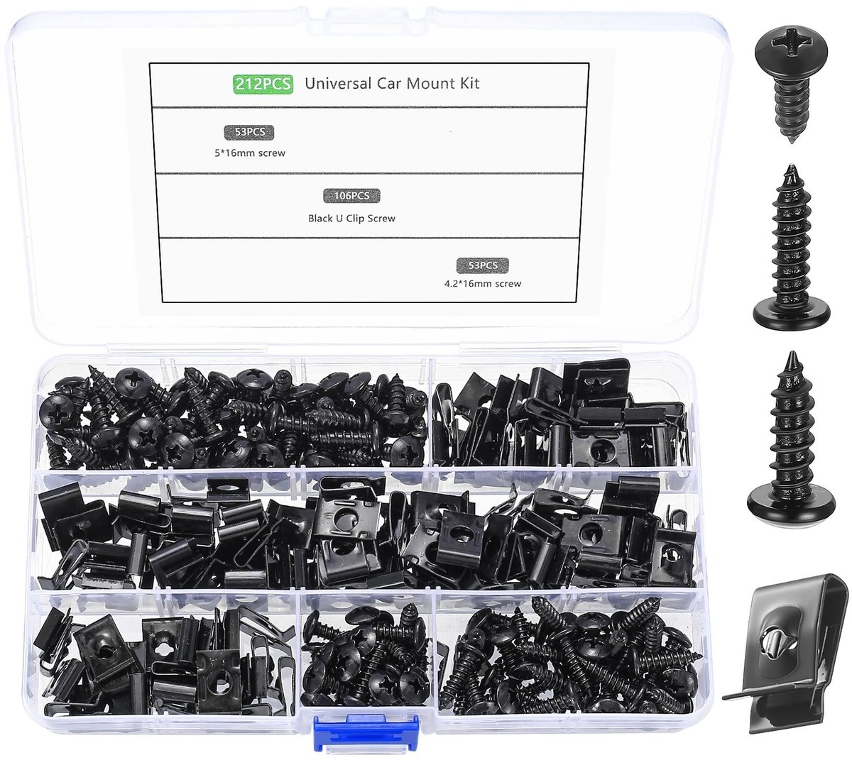 SolidKeus - 212 Stuks Auto Schroeven en Moeren Clip Kit