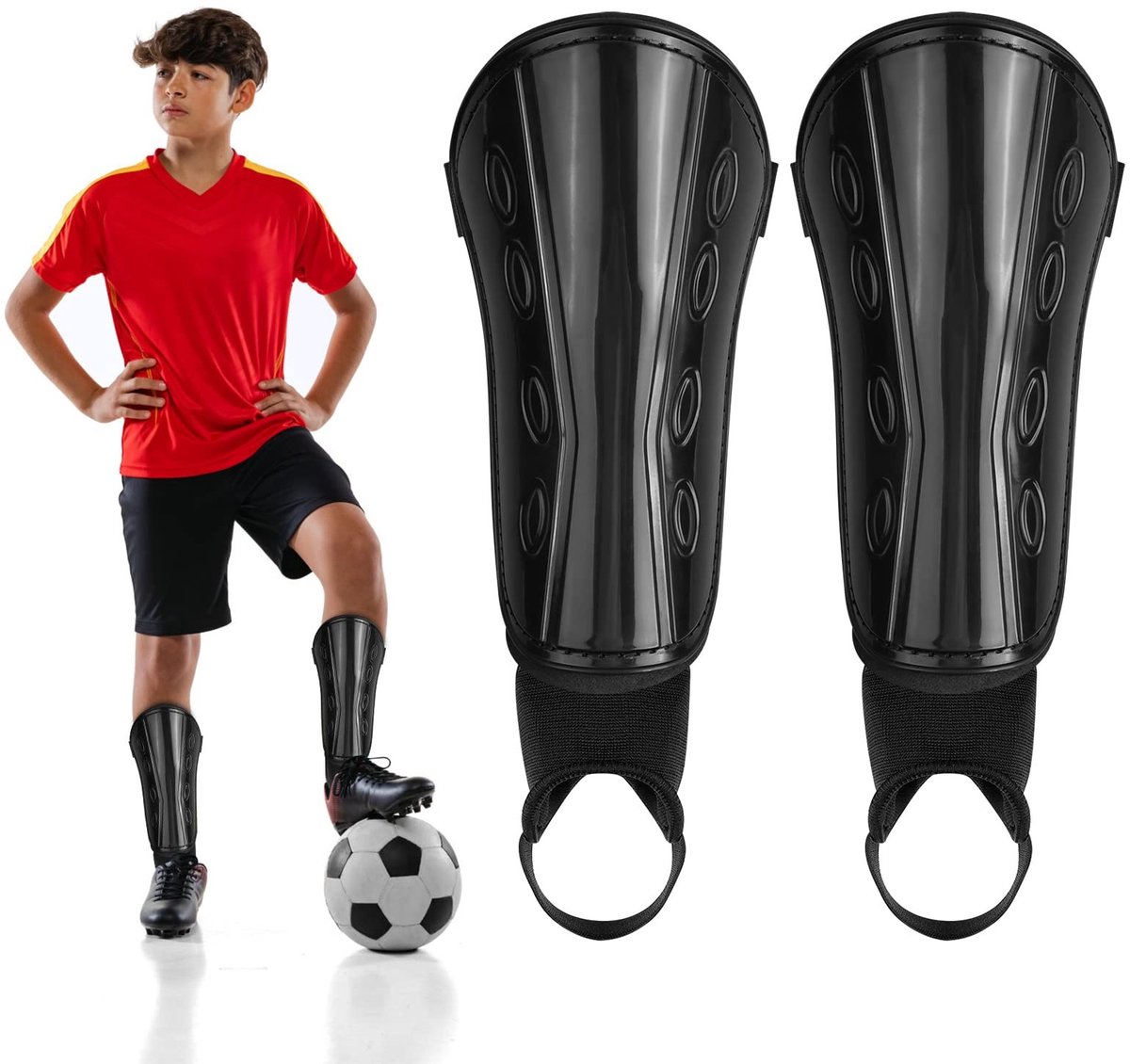 SolidKeus - Kids Voetbal Scheenbeschermers met Anklets