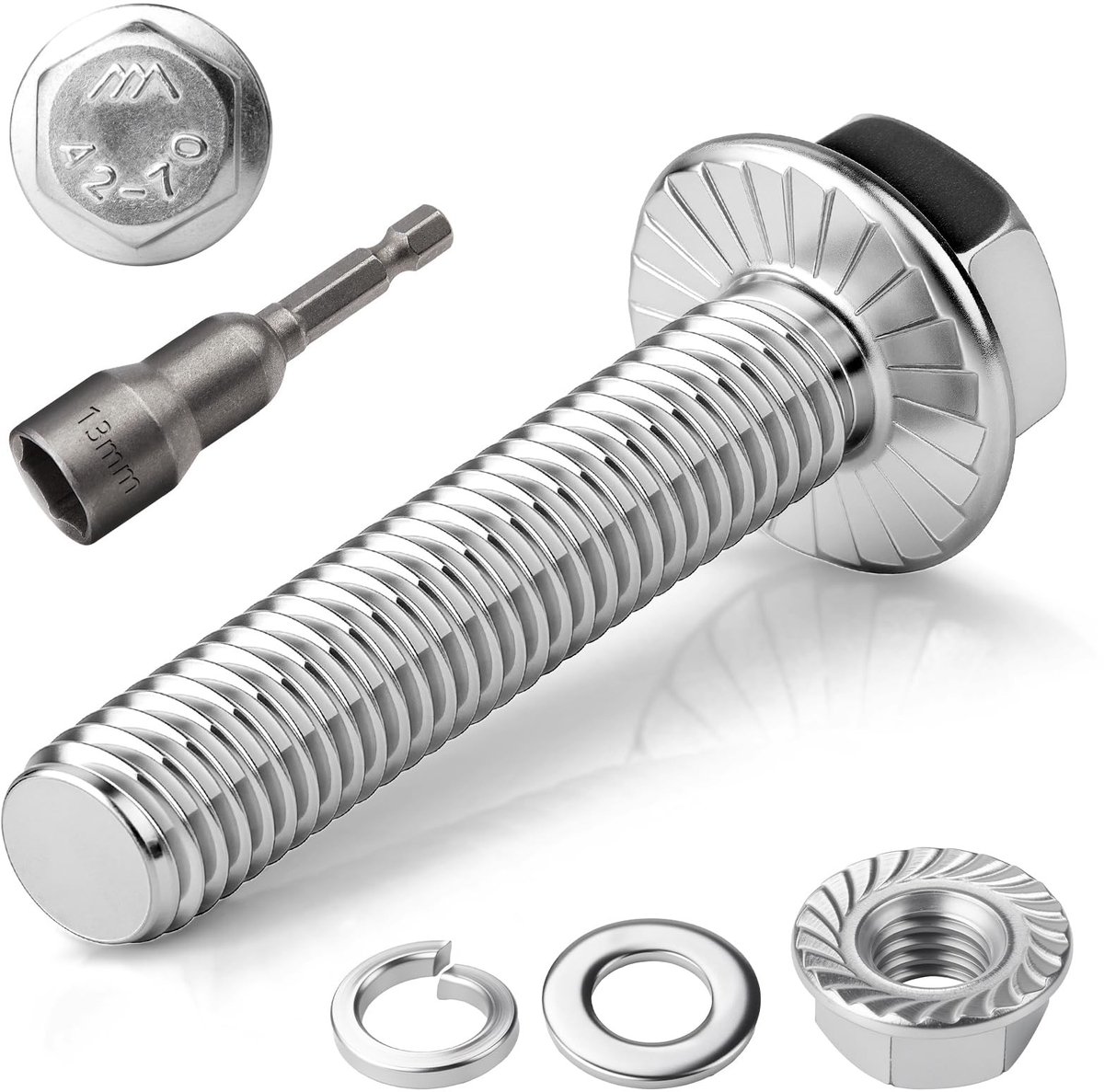SolidKeus - 12-delige M8 Rvs Schroeven Set met Moeren en Ringen