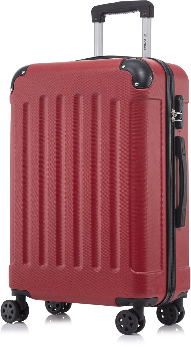 YONSLY Handbagage Koffer - 66cm - 66 L - Cijferslot- 360° Draaibare Wielen - Trolley- 66 x 43 x 26 cm - Rood