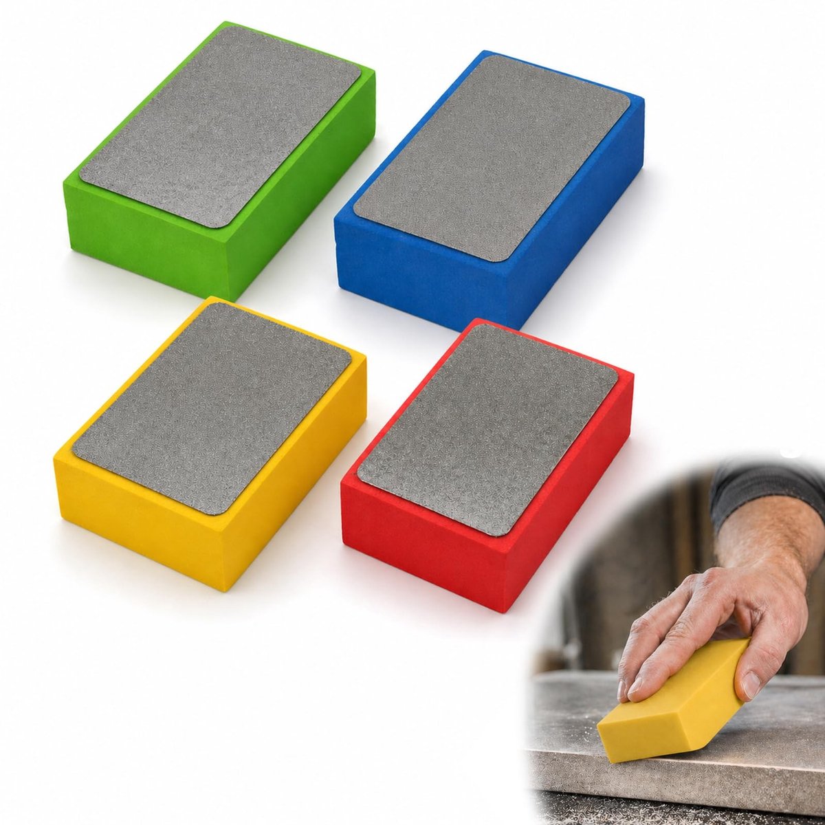 SolidKeus - Set van 4 Diamanten Handschuursponzen voor Multifunctioneel Gebruik