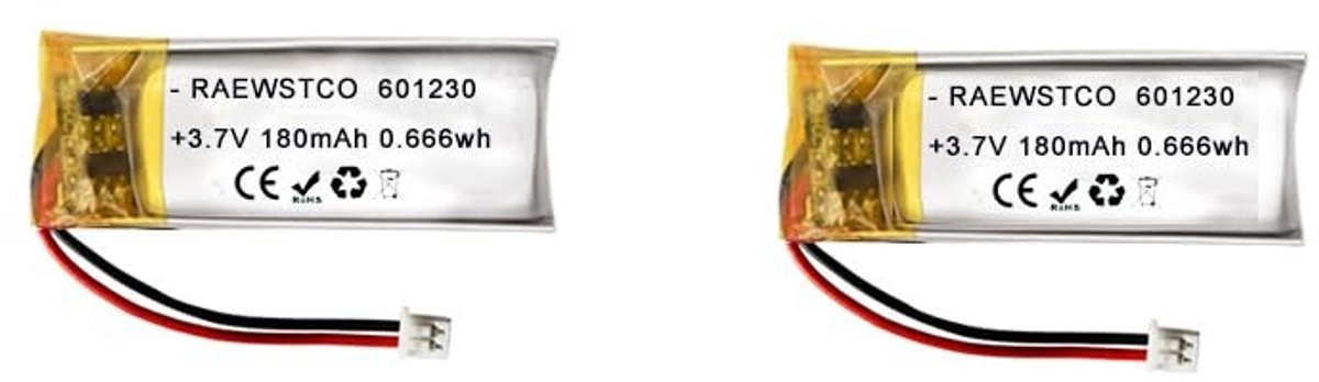 SolidKeus - 2 Stuks 3,7 V Lithiumbatterij 180 mAh voor Bluetooth Apparaten