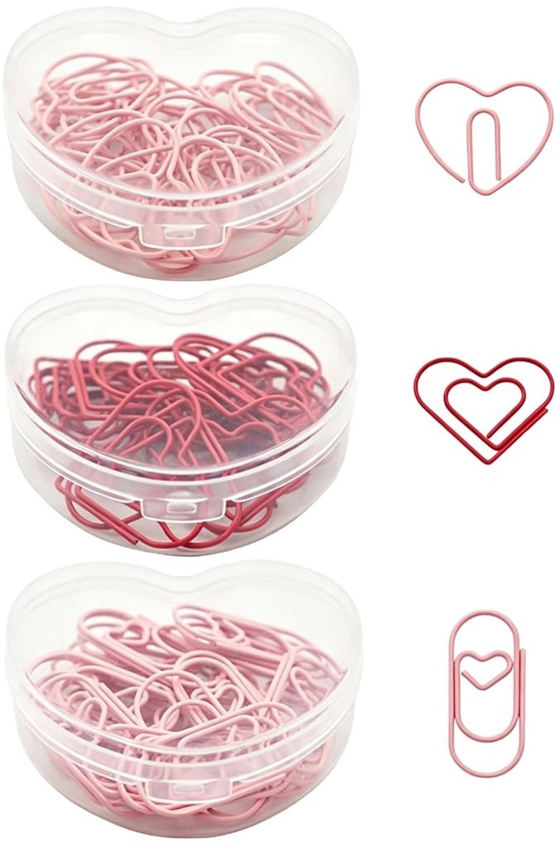 SolidKeus - Set van 80 Hartvormige Paperclips voor Kantoor en School