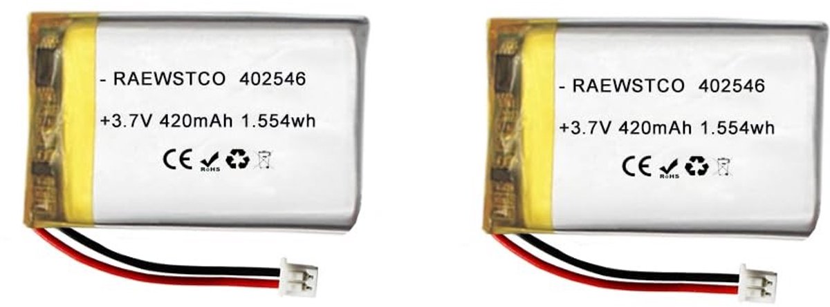 SolidKeus - Set van 2 Polymer Lithium Batterijen 420mAh voor Luidsprekers en Elektronische Apparaten