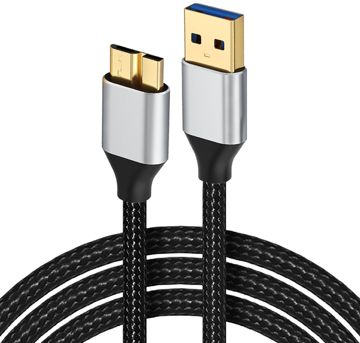 SolidKeus - USB 3.0 Kabel A naar Micro B, Gevlochten Nylon, 0.5m