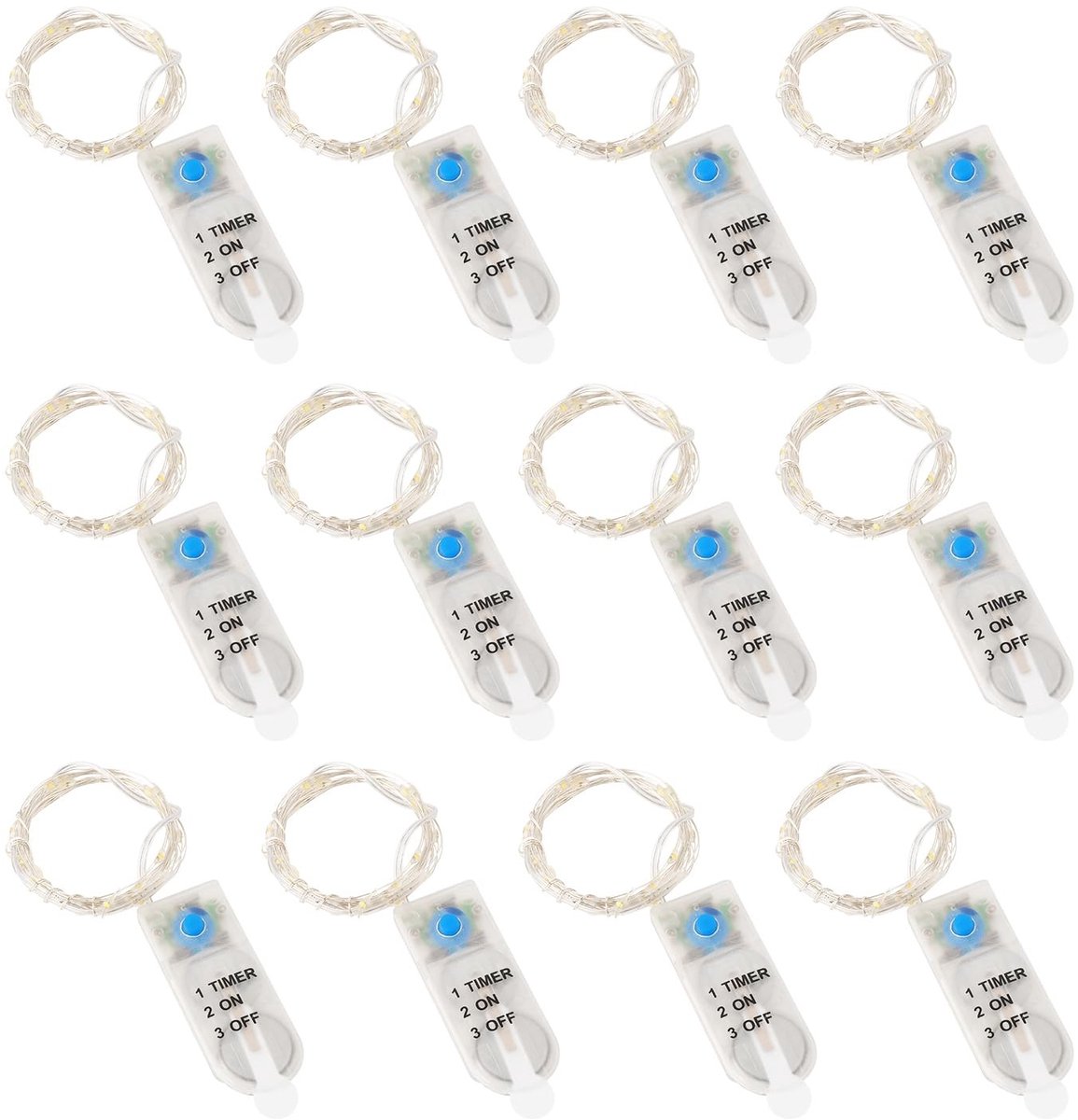 SolidKeus - 12 Stuks LED Fairy Lights met Timer en Batterij voor Decoratie