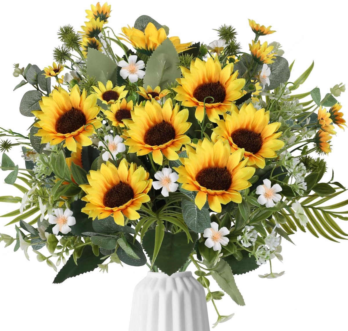 SolidKeus - Set van 8 Kunstzonnebloemen voor Decoratie