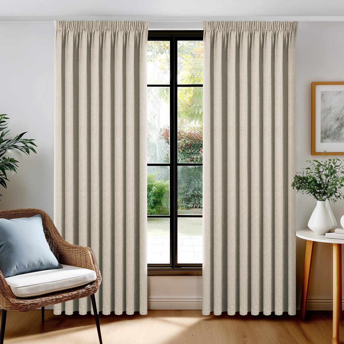 SolidKeus - 100% Verduisterende Gordijnen met Plooienband voor Woonkamer, 140×220 CM