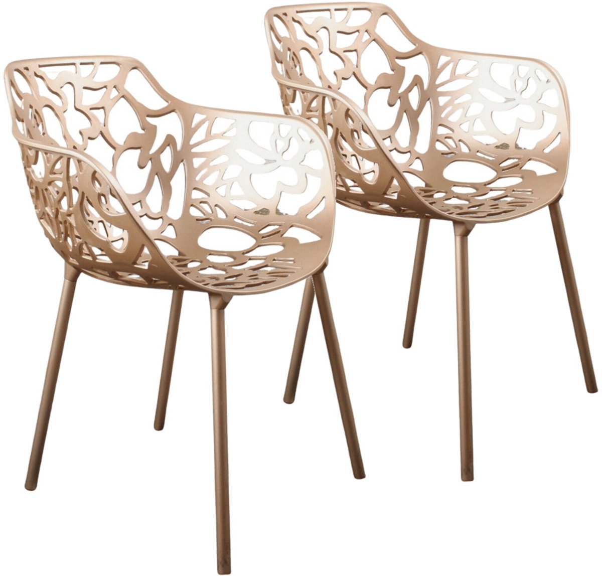 DS4U® - Cast eetkamerstoel - Set van 2 - Kopergoud - Aluminium - Met armleuning