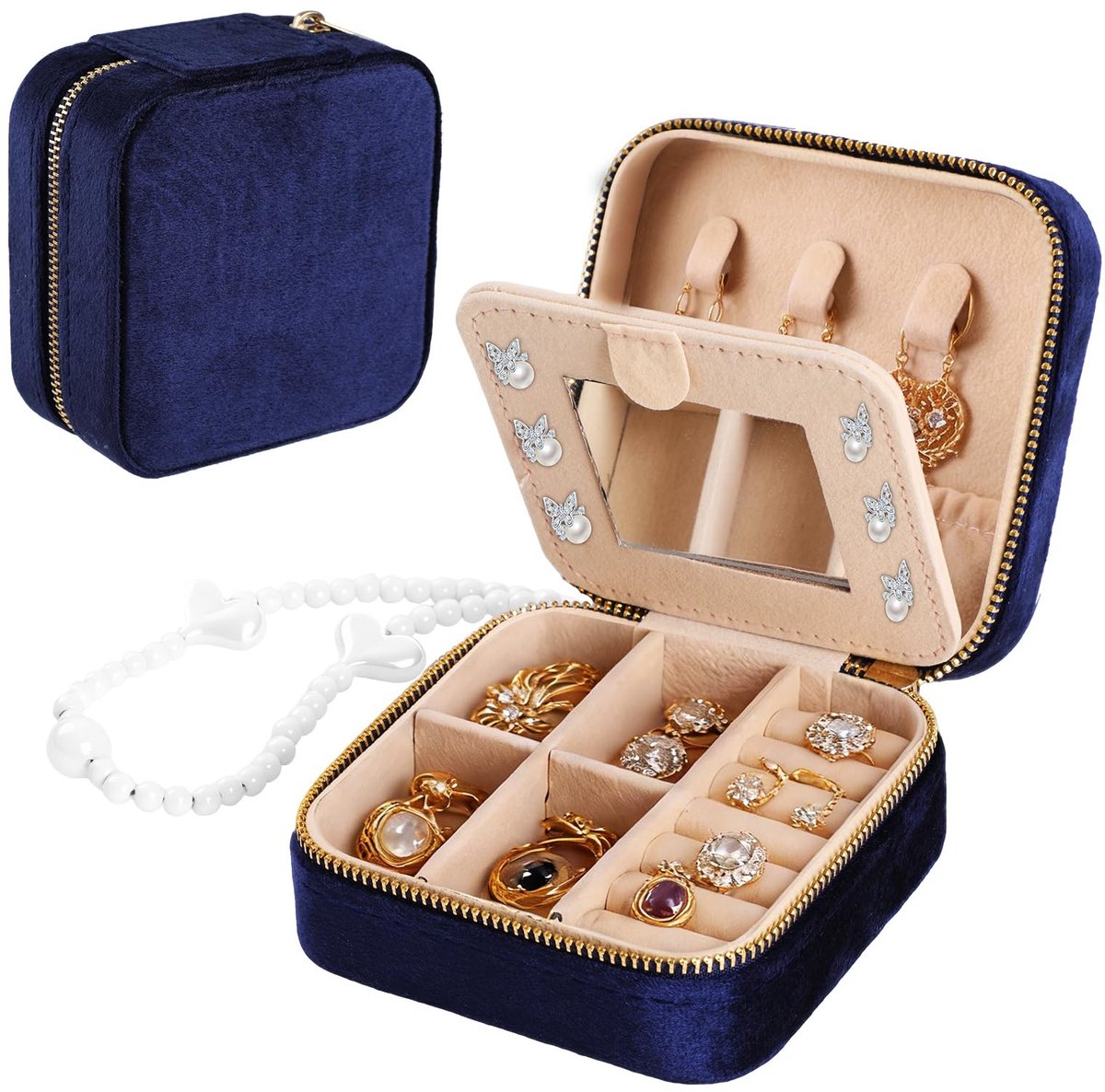 SolidKeus - Compacte Suède Reisjuwelendoos voor Sieraden