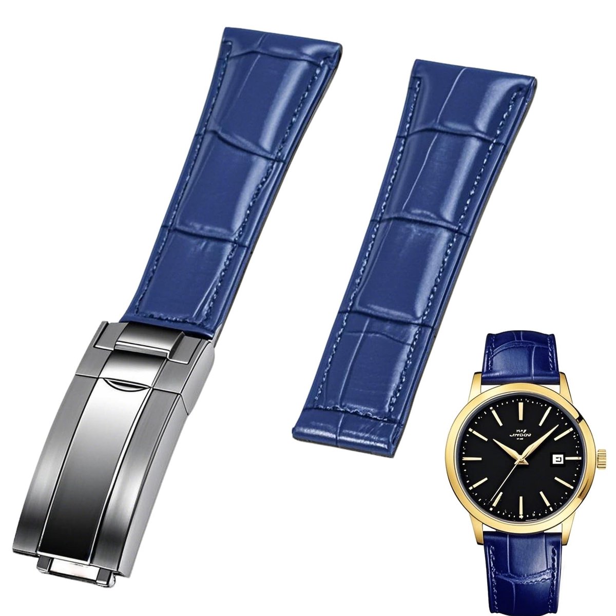 SolidKeus - 20mm Leren Horlogeband voor Heren en Dames met Deployant Sluiting