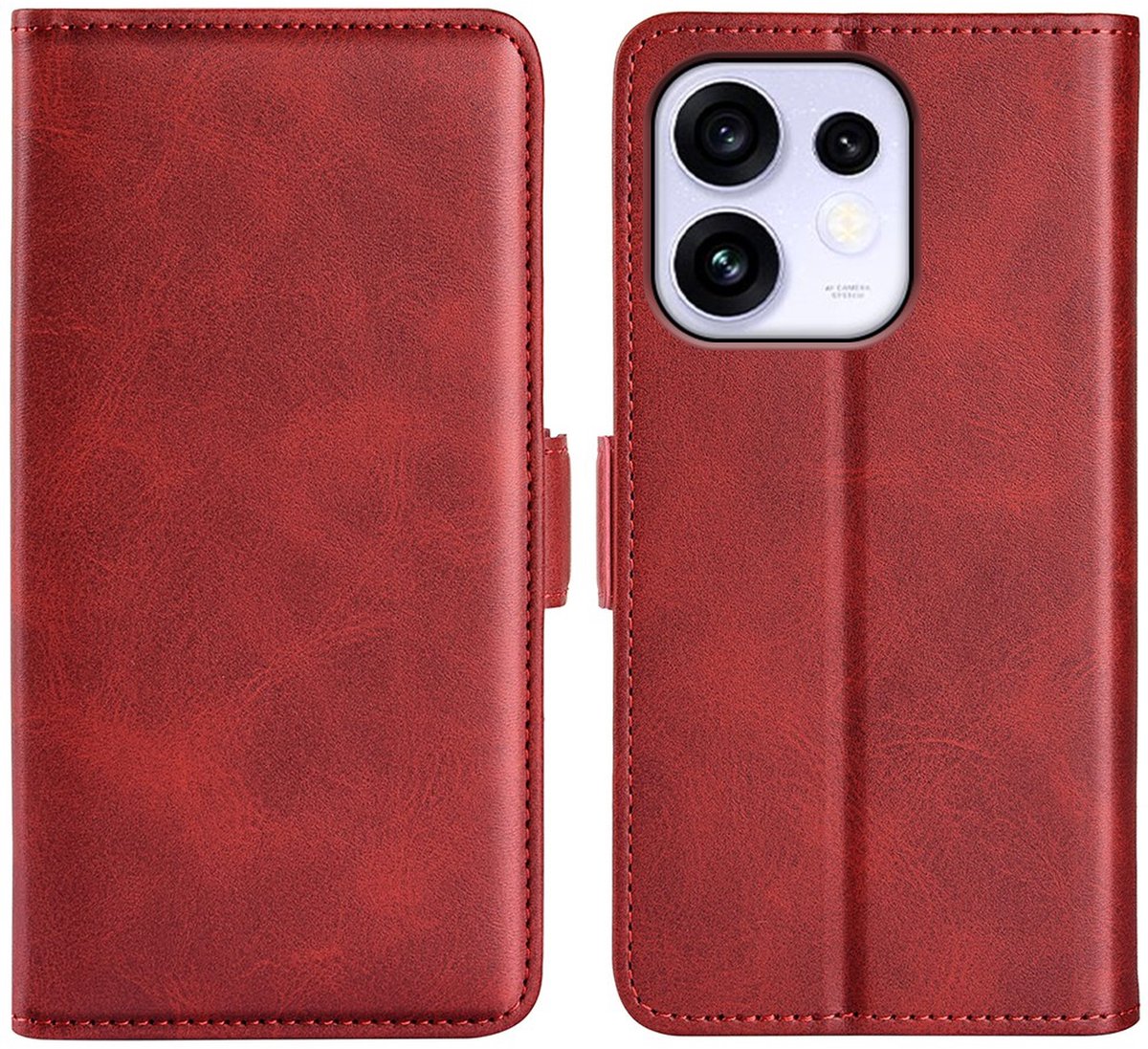 MobyDefend Hoesje - Geschikt voor Oppo Reno16 / 16 Pro - Luxe Wallet Book Case (Sluiting Zijkant) - Rood