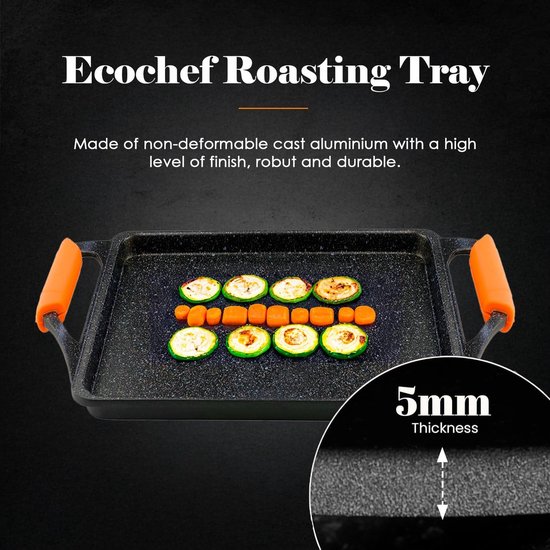 Grillplaat - Grillpan Inductie - Koken - PFOA-vrij - 37 x 25 cm - Zwart — afbeelding 3