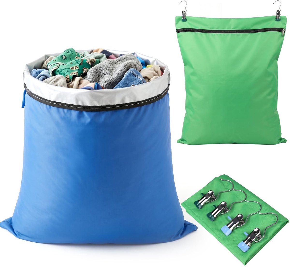 SolidKeus - Set van 2 Waterdichte Reiswaszakken met Clips