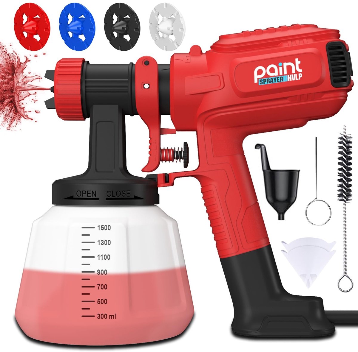 SolidKeus - 700W Verfspuit met 1500ml Reservoir en 4 Sproeiers