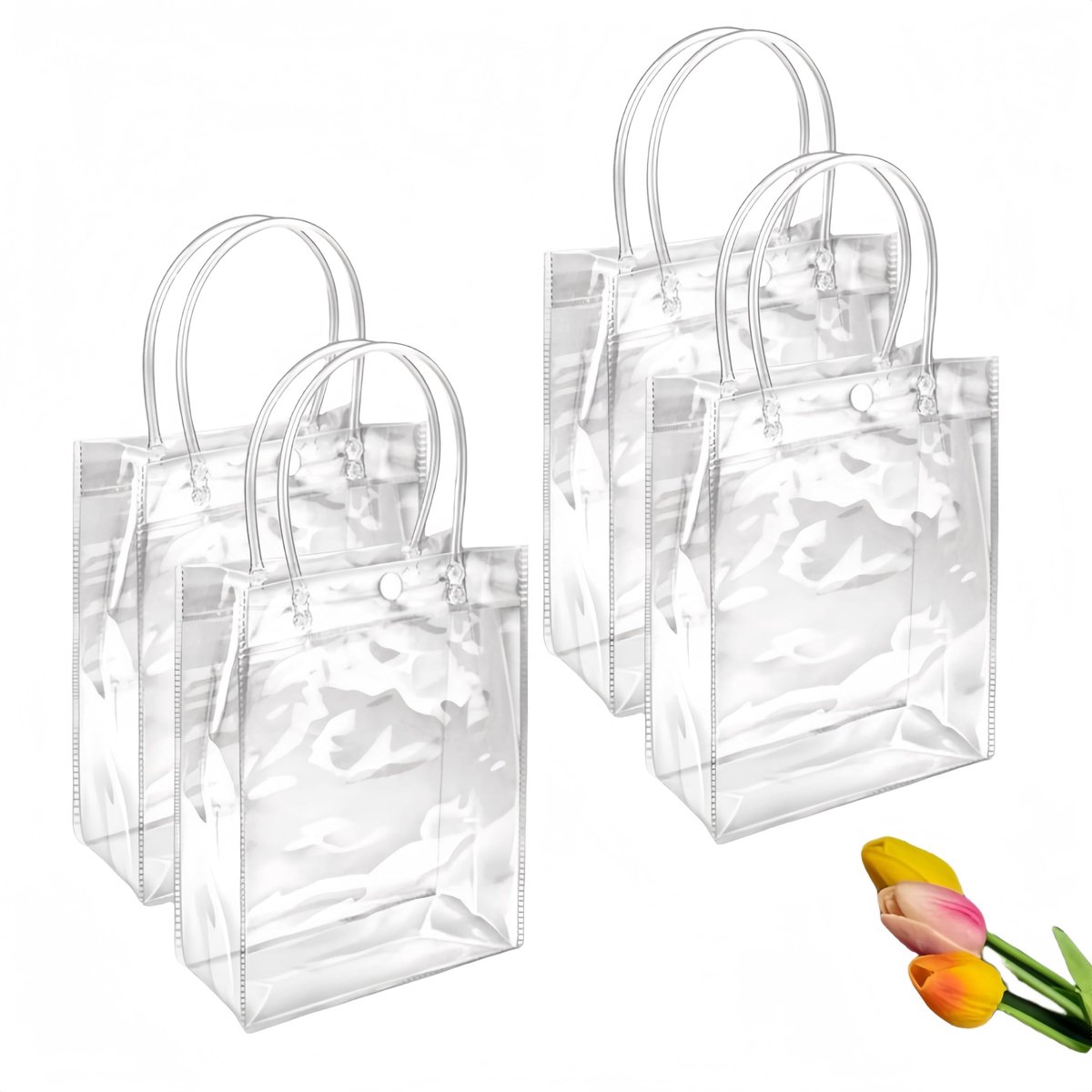 SolidKeus - 15 Stuks Transparante Gift Bags met Handvat