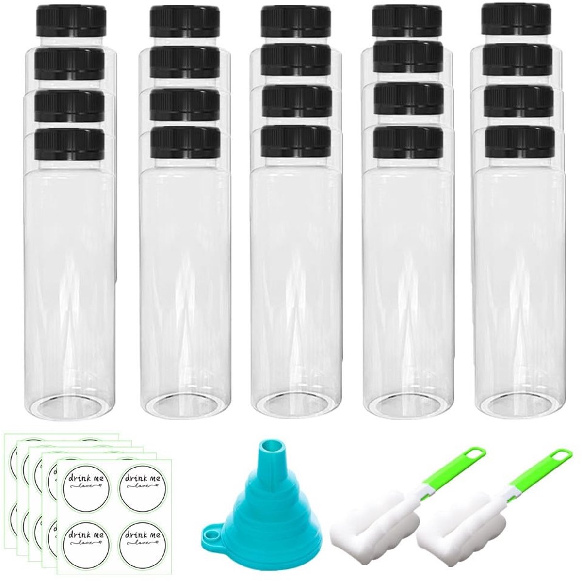 SolidKeus - Set van 20 Plastic Flesjes met Deksel, 250ml