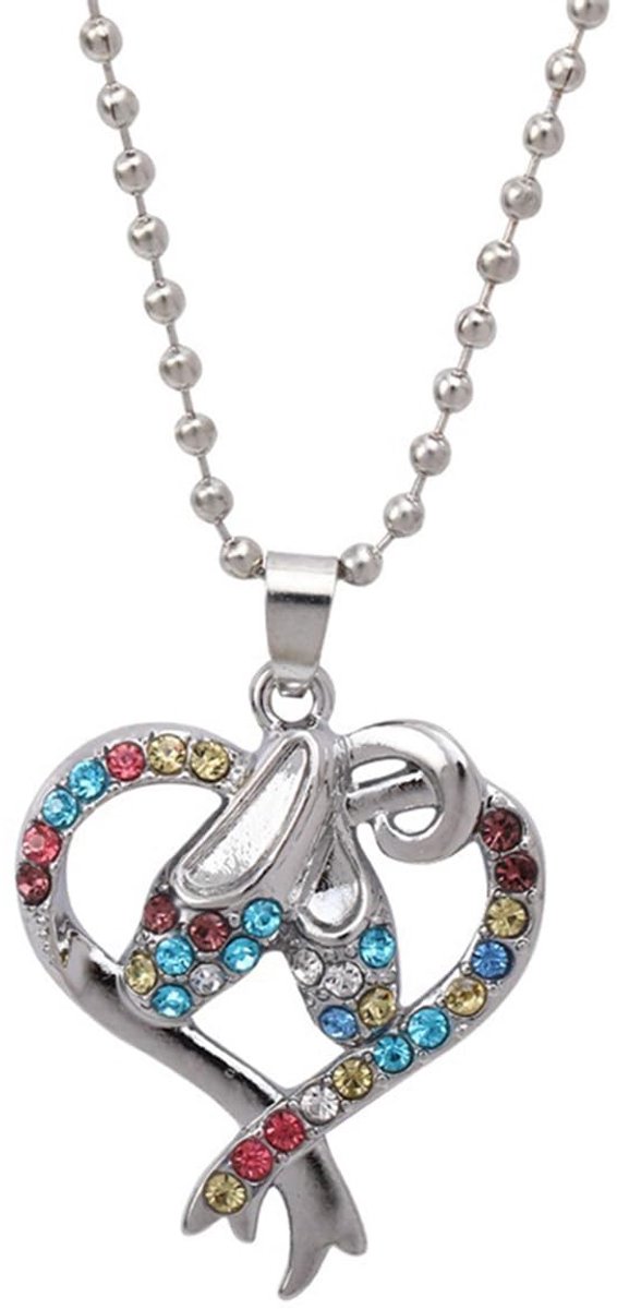 SolidKeus - Luxe Kleurrijke Kristal Balletschoen Ketting