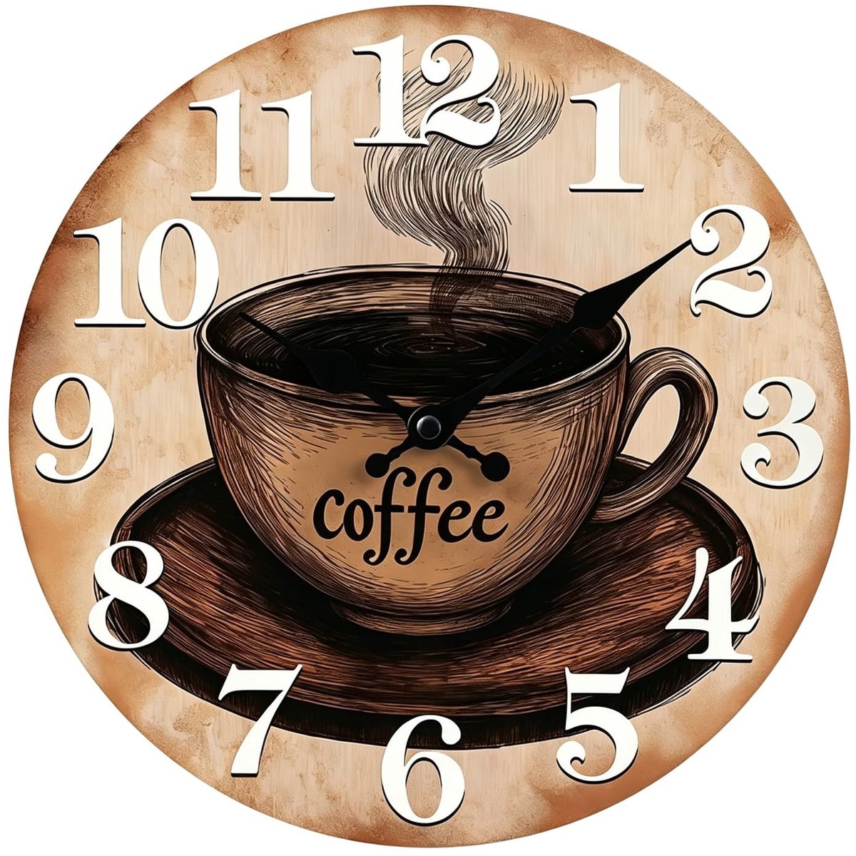 SolidKeus - Retro Wandklok voor Keuken met Koffiemotief