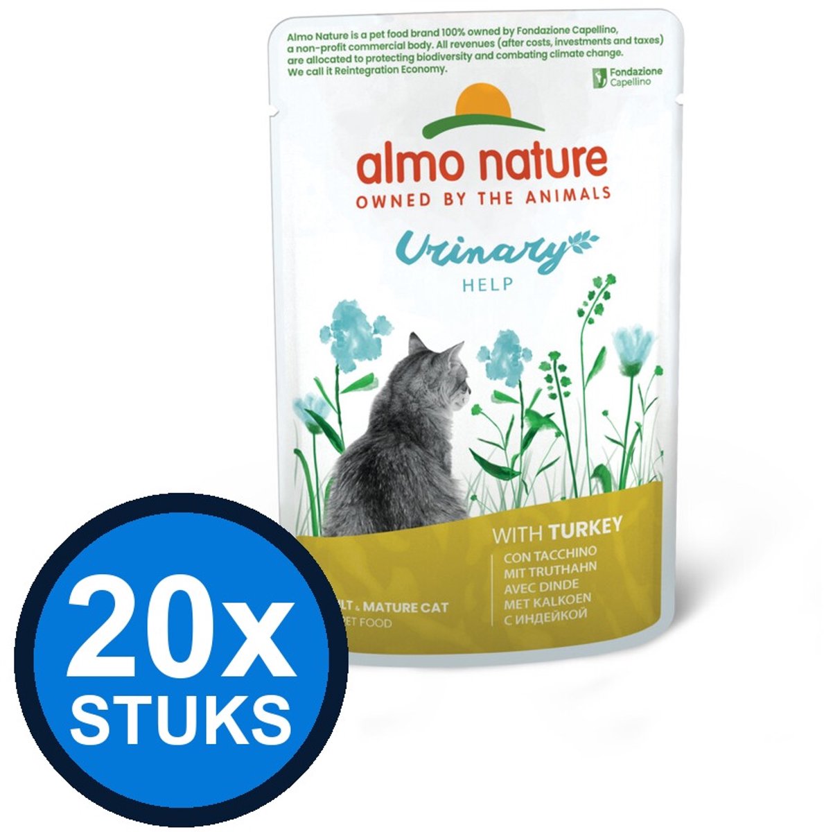 20x Almo Nature Holistic cat pouch urinary help kalkoen 70gr