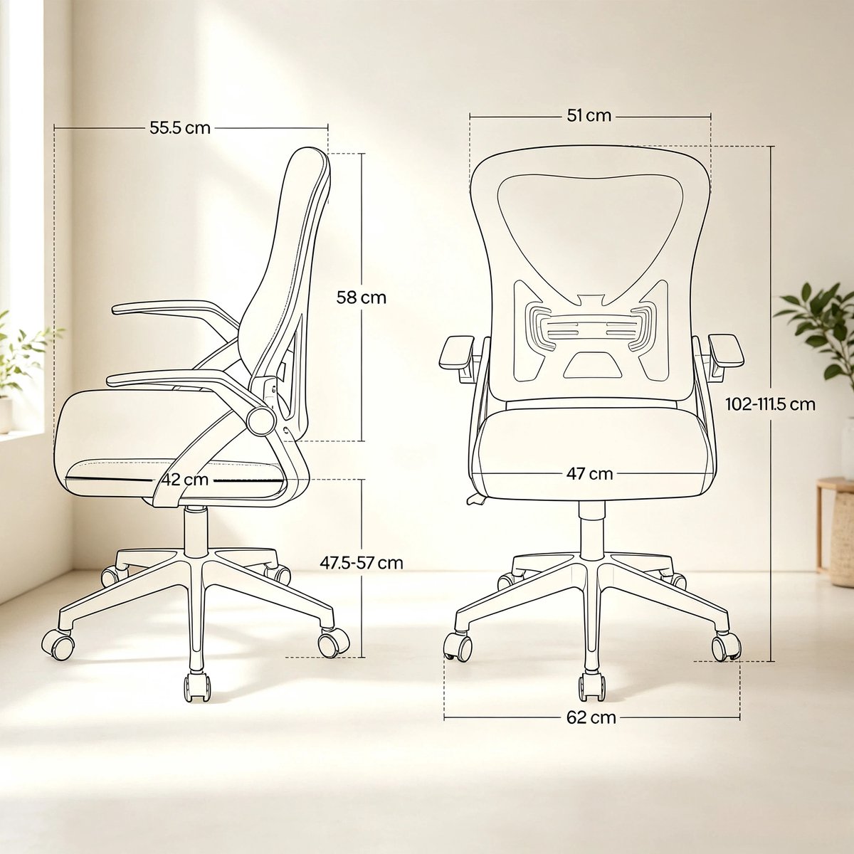 COVREO Bureaustoel 47x42x111,5 cm zwart mesh, 360 graden draaibaar