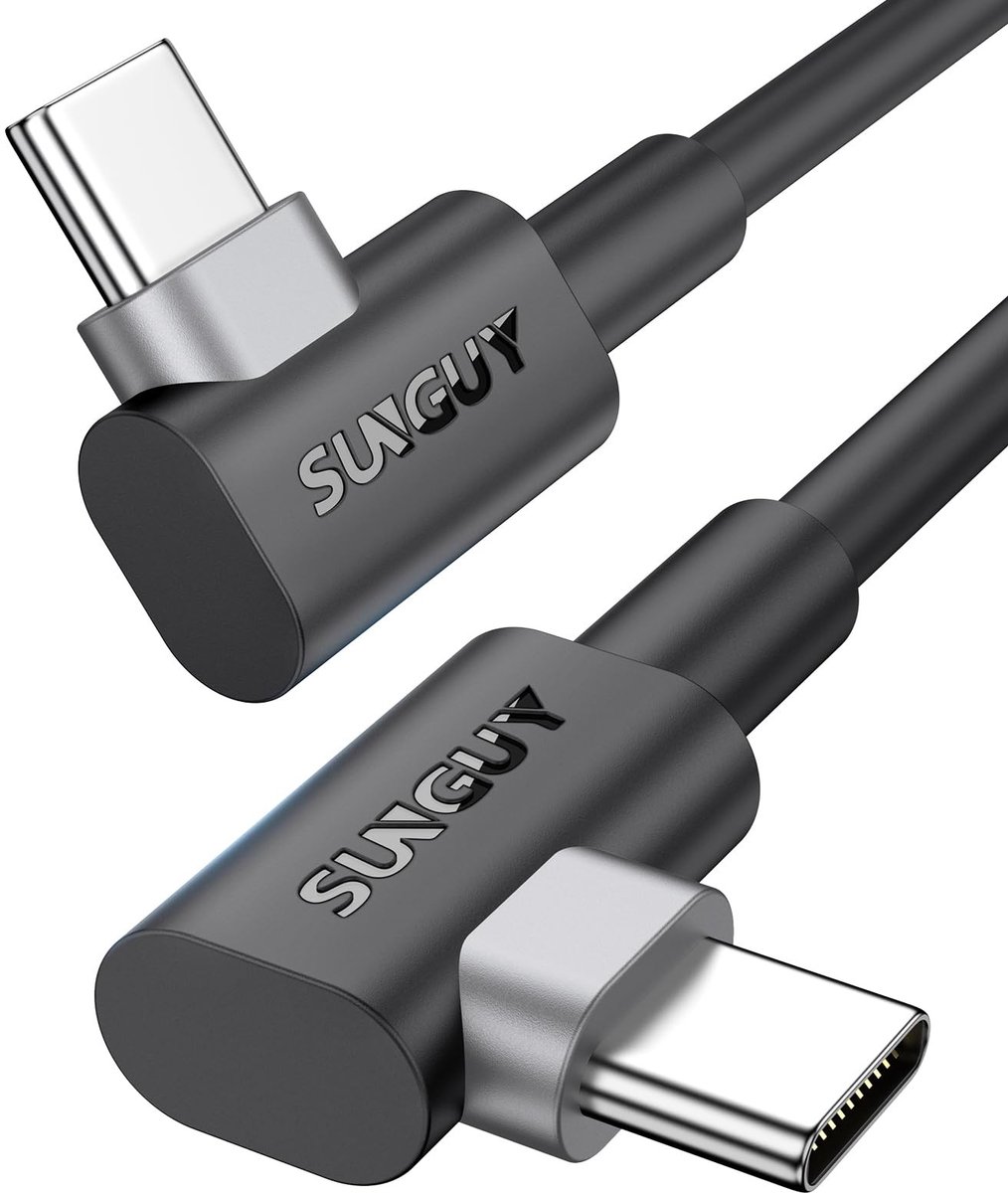 SolidKeus - USB C naar USB C Kabel 90 Graden 60W Snelladen 15cm 2-Pack