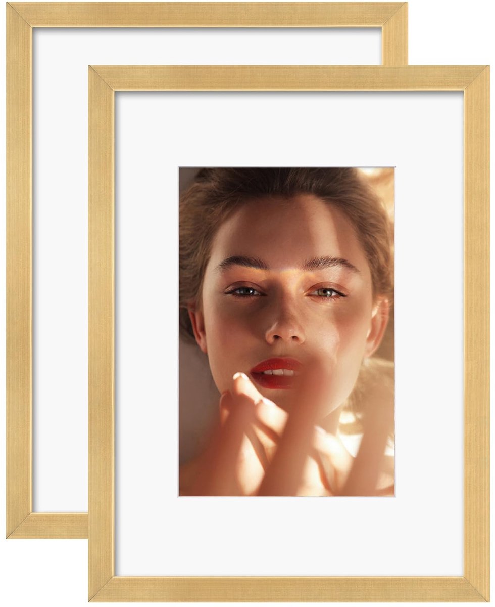 SolidKeus - Aluminium Fotolijst A4 met Mat, Set van 2, Goud