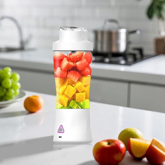 Draagbare Blender - Mini Mixer Smoothie Maker - Onderweg Drankjes Maken - Krachtige Motor 22.000 RPM - 700 ml - Wit — afbeelding 5