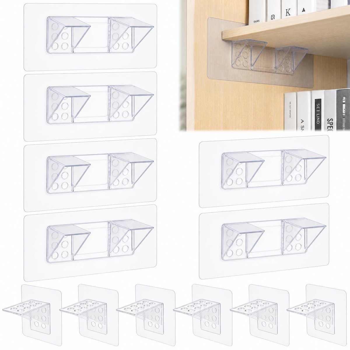 SolidKeus - Set van 12 Zelfklevende Plankdragers 70 × 70 mm