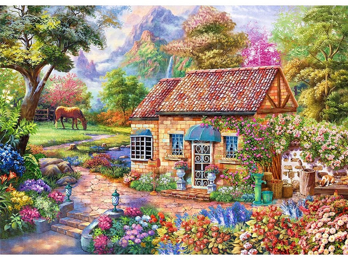 SolidKeus - 1000 Stukjes Puzzel met Schattig Huis Motief voor Volwassenen en Kinderen