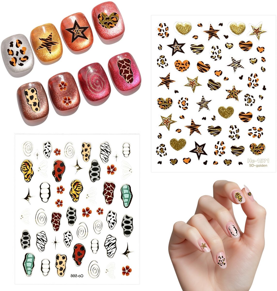 SolidKeus - 2 Stuks Nagelstickers met Luipaardprint voor Nail Art