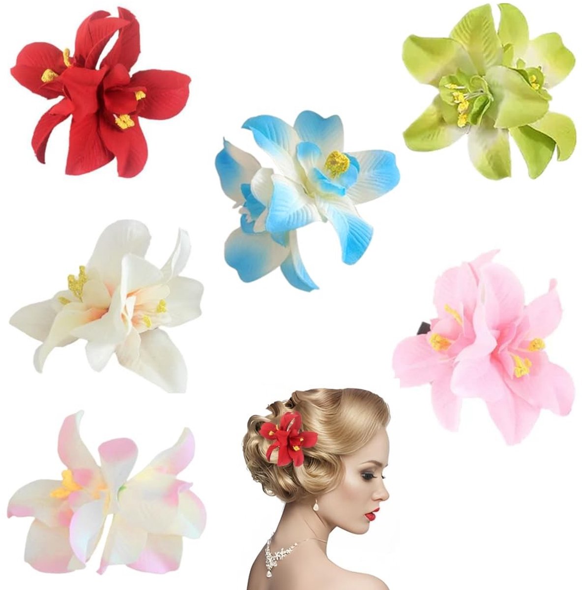 SolidKeus - Set van 6 Bloem Haarclips voor Dames en Meisjes