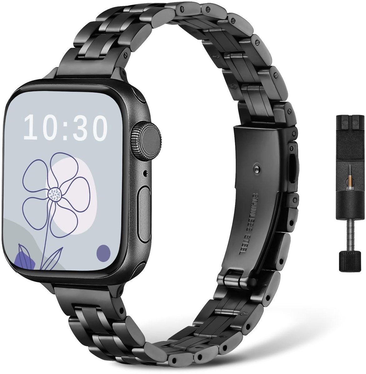 SolidKeus - RVS Armband voor Apple Watch (Zwart)