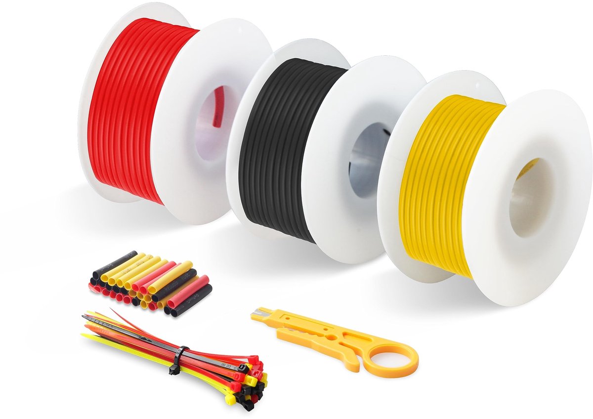 SolidKeus - 20 AWG Silicone Elektrische Kabel 16 Meter in 3 Kleuren