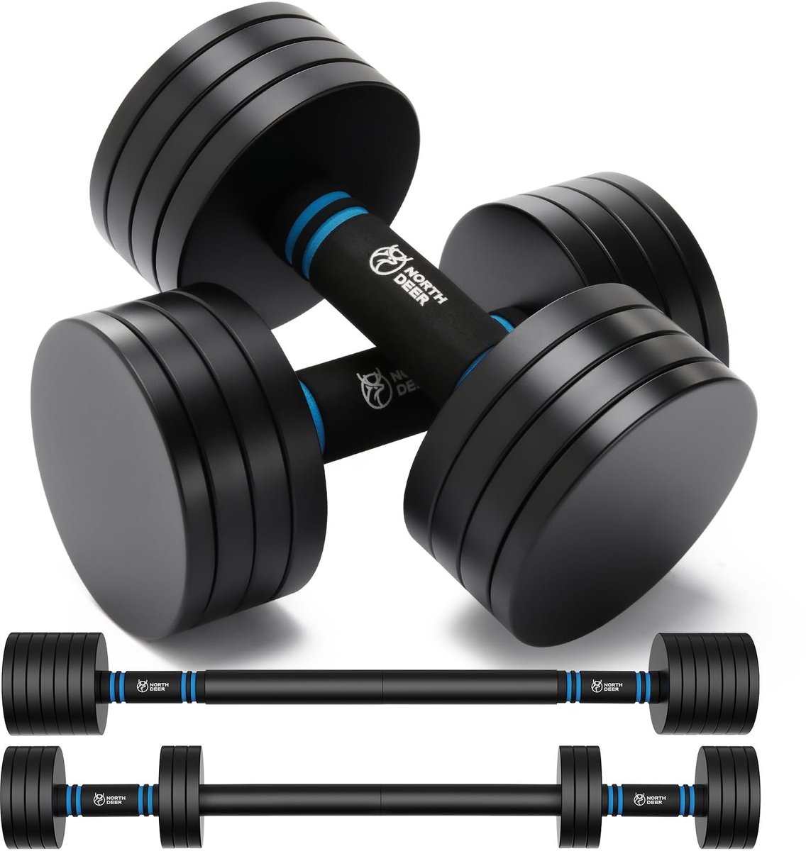 SolidKeus - 2-in-1 Instelbare Stalen Dumbbells met Variabele Gewichten