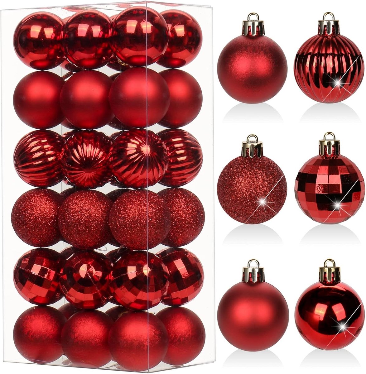 Set van 36 kerstballen 4 cm - Plastic kerstboomdecoraties met ophangring voor feestdagen, bruiloften en thuisdecoratie