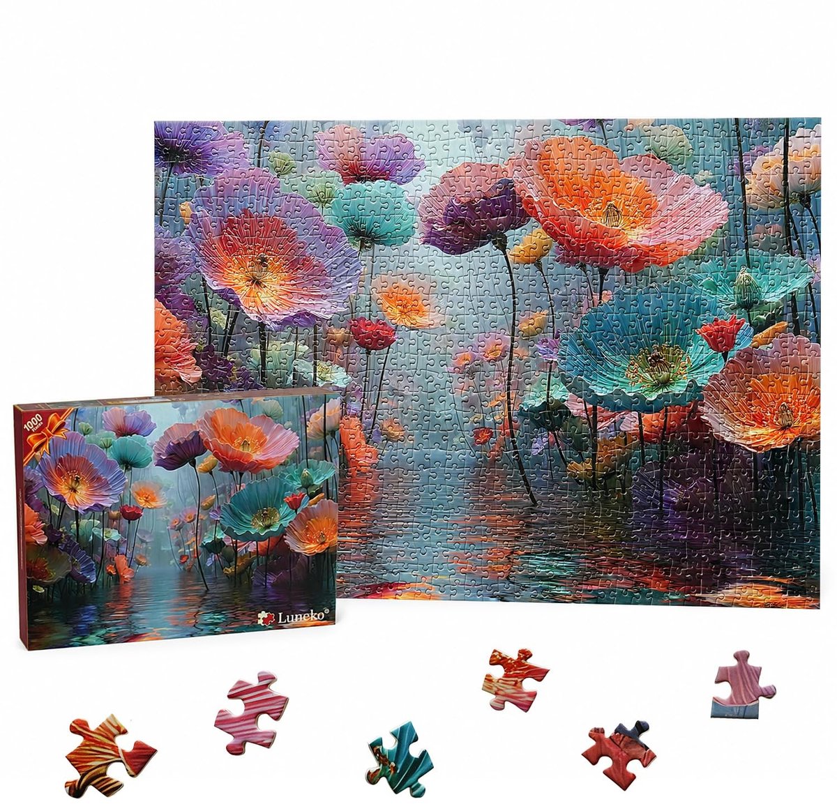 SolidKeus - Puzzel voor Volwassenen met 1000 Stukjes Kleurrijke Bloemen als Wanddecoratie