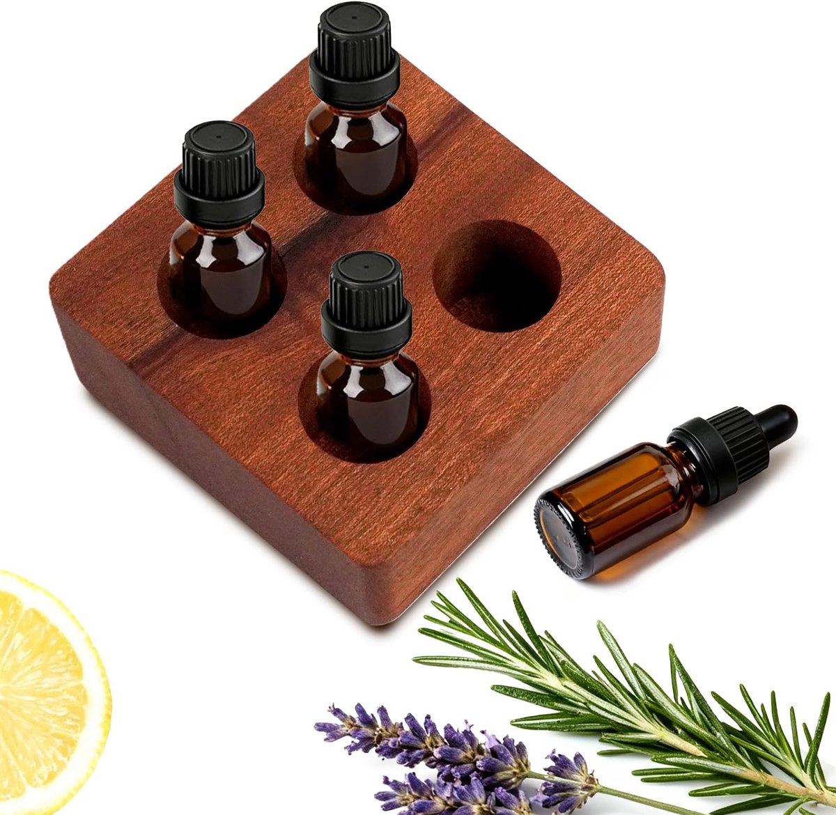 Omgoods - Houten Organizer voor Essentiële Oliën 5-20ml met Schuin Vlak