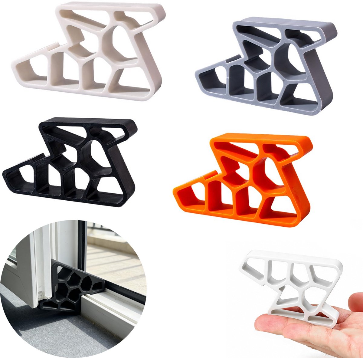 4 stuks - Deurstoppers - Raamstopper - Schuifraamstopper - Raamsluiter - Raambegrenzer - Raamslot - Klembeveiliging - Raamsloten - Deurwigge - 9,3*5,3*1.9 cm - Veelkleurig - voor binnen, balkon, schuifdeuren en ramen
