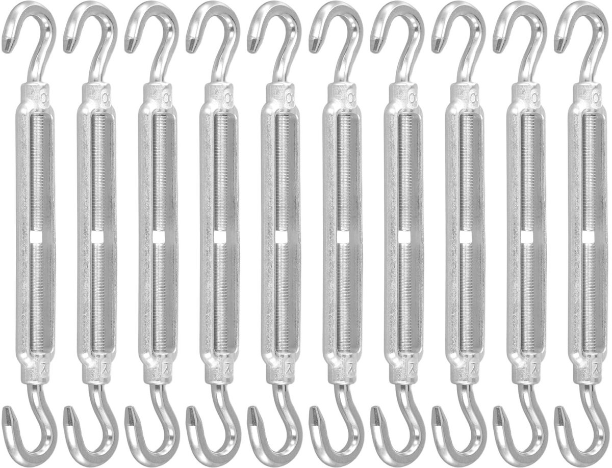 Omgoods - Set van 10 Roestvrijstalen M8 Kabelspanners met Haken